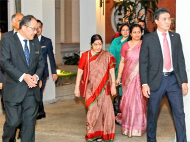 Sushma Swaraj arrives in Vietnam's Hanoi on first leg of two-nation tour; to meet PM Nguyen Xuan Phuc, discuss maritime security Sushma Swaraj arrives in Vietnam's Hanoi on first leg of two-nation tour; to meet PM Nguyen Xuan Phuc, discuss maritime security