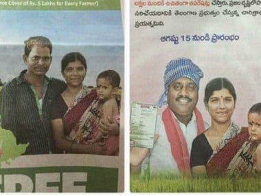 The picture on the right had the actual husband while the advertisement in English had a different man as husband. News18