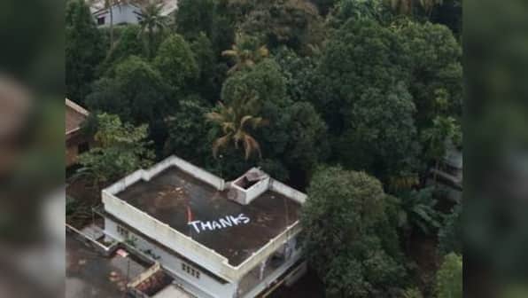 Giant ‘Thanks’ painted on roof of Kerala house from where navy evacuated two distressed women