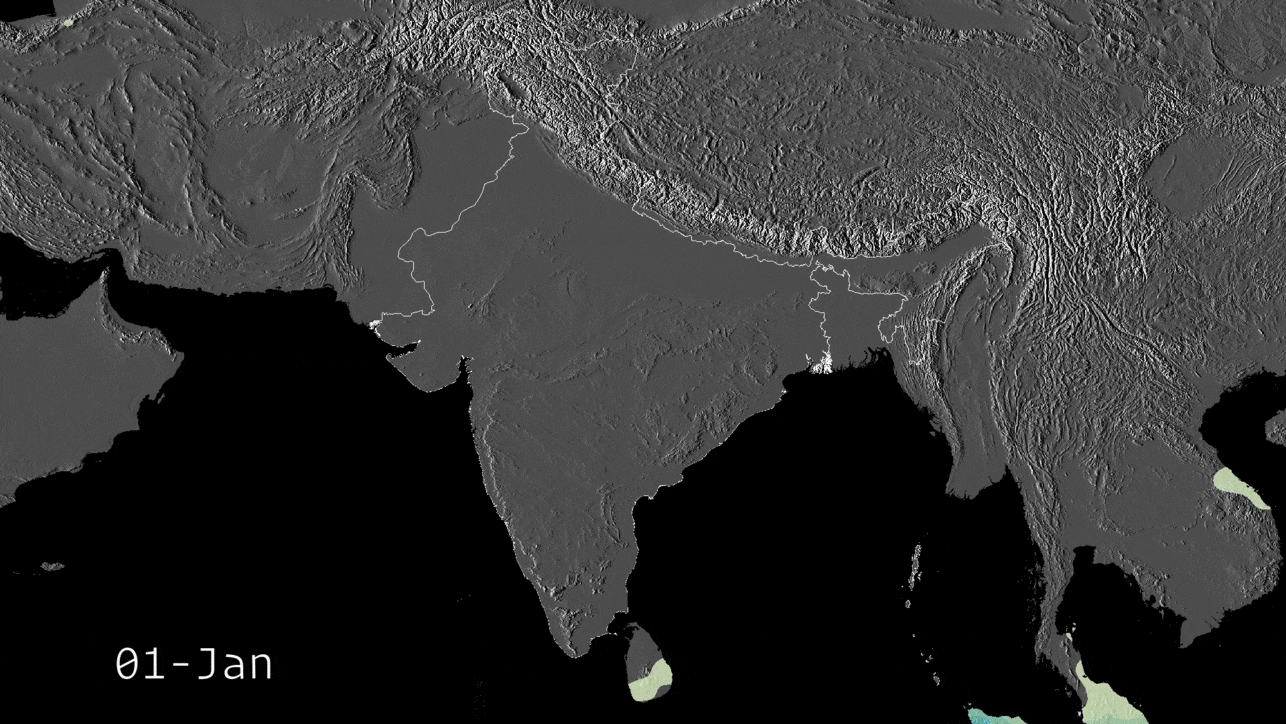 South Asian Monsoon Patterns rendered using Google Earth Engine. Courtesy: M D Madhusudan/Nature Conservation Foundation