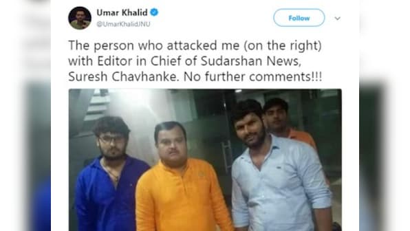Umar Khalid tweets photo of 'shooter', who tried to kill him, with editor of Noida-based Hindi news channel
