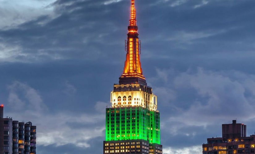 Empire State Building in US illuminated during India's 72nd Independence Day. Twitter/@EmpireStateBldg