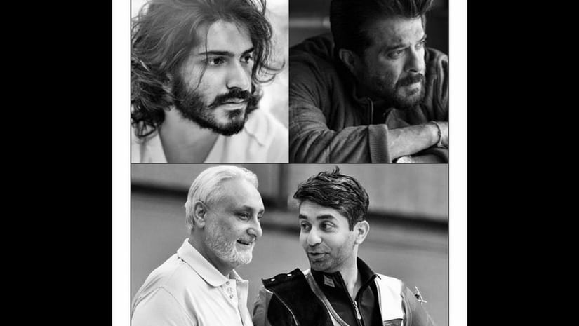 Anil Kapoor (top right) will be seen as Harshvardhan"s (top left) father in Bindra, a biopic on Abhinav Bindra (bottom right, seen with his father)