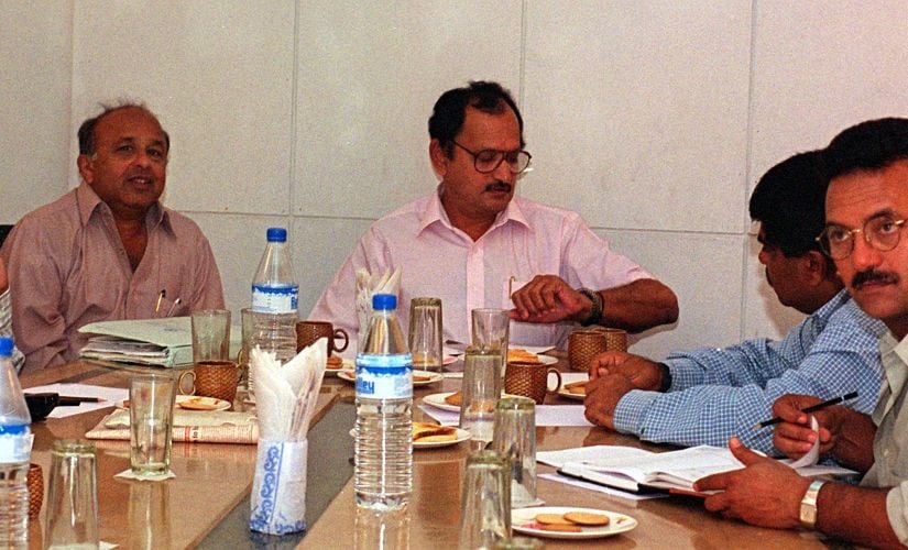 Chairman of selectors Ajit Wadekar helms a selection committee meeting on 15 mArch, 1999. Reuters