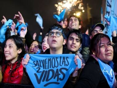 Anti-abortion rights activists gather in Buenos Aires. Reuters