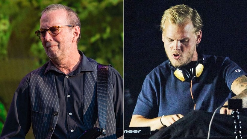 Eric Clapton (L) and Avicii (R). Twitter @BaldAvengers57