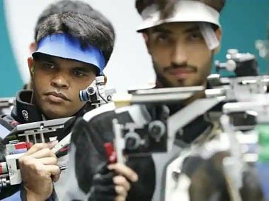 Deepak Kumar shot 247.7 to finish second on the podium. Image courtesey: Twitter/@Ra_THORe