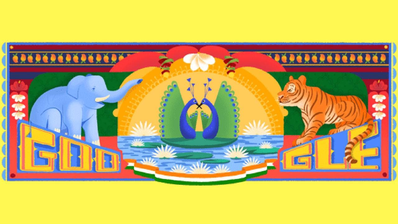Google Doodle celebrating India's 72nd Independence Day.