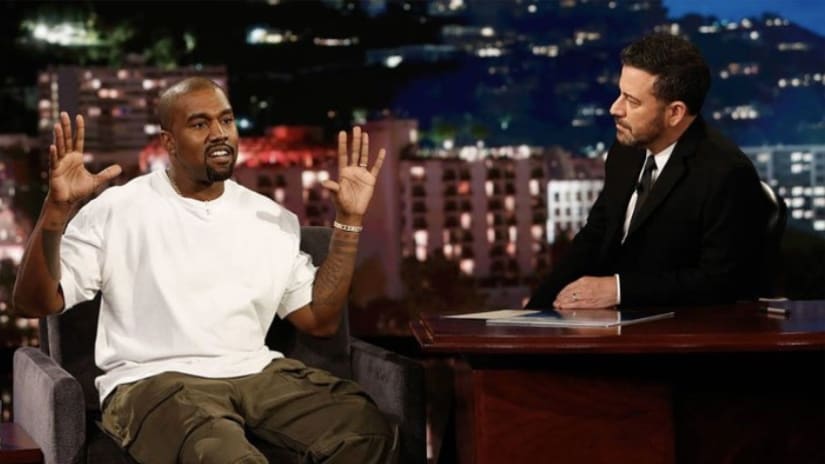Kanye West on Jimmy Kimmel Live! /Twitter @2DopeBoyz