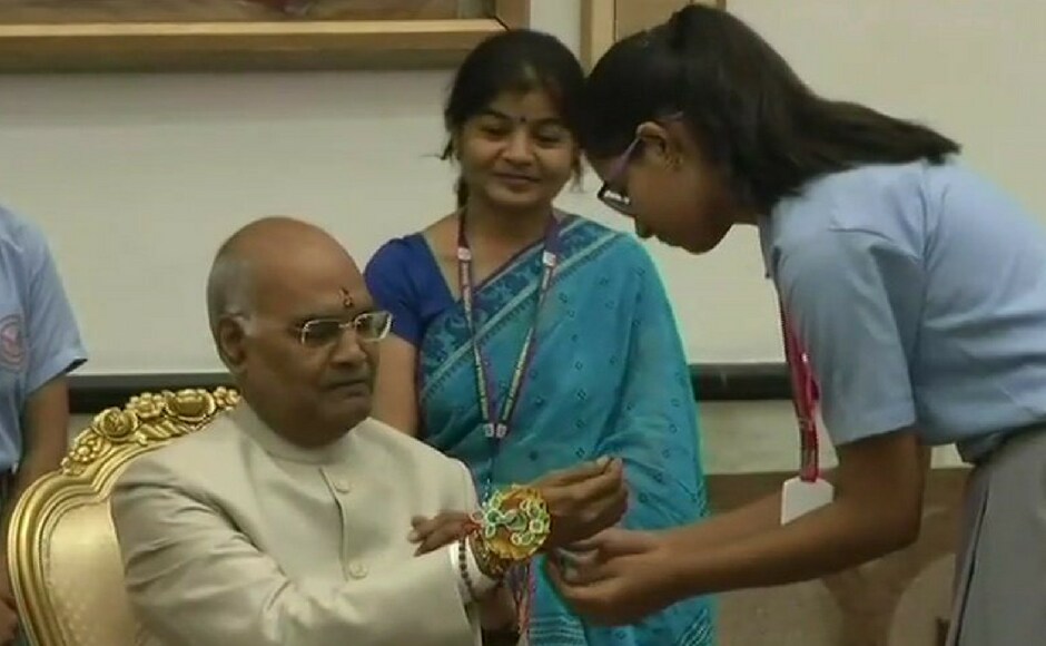 Students from many schools also participated and celebrated Raksha Bandhan with the president. He greeted the nation on social media and hoped that the festival would strengthen the feeling of brotherhood in the country. He also wished for a society safe for women and girls. Twitter @ANI Students from many schools also participated and celebrated Raksha Bandhan with the president. He greeted the nation on social media and hoped that the festival would strengthen the feeling of brotherhood in the country. He also wished for a society safe for women and girls. Twitter @ANI