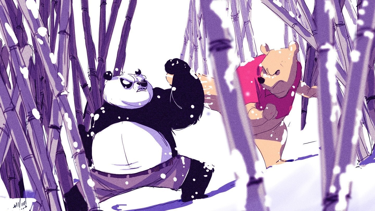 Kung Fu Panda vs Winnie the Pooh. Twitter@PnubK1
