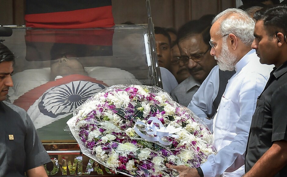 Prime Minister Narendra Modi arrived in Chennai from New Delhi by a special flight earlier in the morning. He was accompanied by Tamil Nadu governor Banwarilal Purohit, Defence Minister Nirmala Sitharaman and state unit leaders of the BJP, besides those of the DMK and the AIADMK. PTI Prime Minister Narendra Modi arrived in Chennai from New Delhi by a special flight earlier in the morning. He was accompanied by Tamil Nadu governor Banwarilal Purohit, Defence Minister Nirmala Sitharaman and state unit leaders of the BJP, besides those of the DMK and the AIADMK. PTI
