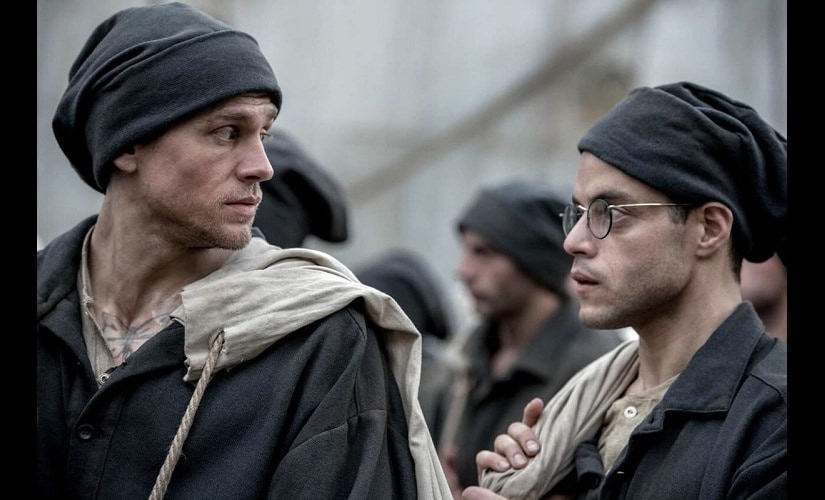 Charlie Hunnam and Rami Malek in Papillon. Twitter @Anton_Zimsky