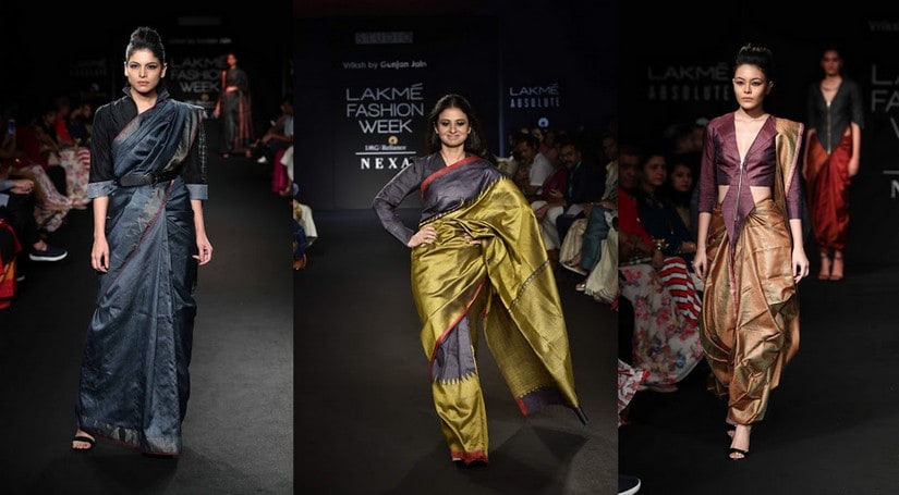 Rasika Dugal (centre) walked the ramp in Gunjan Jain's design