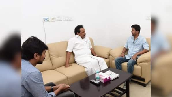Karunanidhi still in Kauvery Hospital: Actor Vijay visits DMK chief, meets Stalin to inquire about health