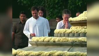 Sonia, Rahul pay tribute to Rajiv Gandhi on his birth anniversary at Delhi's Veer Bhumi