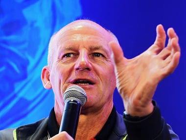 Atletico De Kolkata Head Coach Steve Coppell of the Indian Super League (ISL) gestures as he spekas during an event in Kolkata on September 22, 2018. This will be the fifth season of the Indian Super League, since its establishment in 2014. / AFP PHOTO / Dibyangshu SARKAR