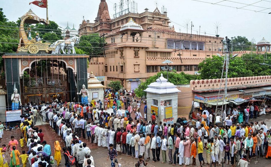 Communities and devotees organise processions where songs are sung to celebrate the birth of Krishna. Young children dress up as Lord Krishna participate in a procession in Jammu. AP Communities and devotees organise processions where songs are sung to celebrate the birth of Krishna. Young children dress up as Lord Krishna participate in a procession in Jammu. AP