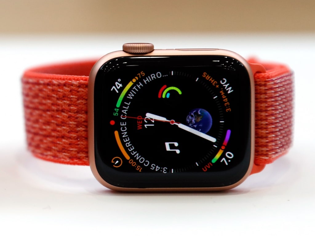 A demonstration of the newly released Apple Watch Series 4. Image: Reuters