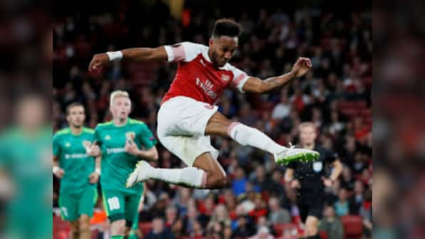 Europa League: Pierre-Emerick Aubameyang scores brace to guide Arsenal past Vorskla Poltava; in-form Chelsea beat PAOK