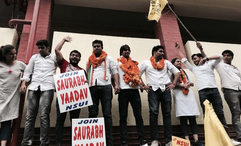 Students campaigning for the NSUI in Delhi. Pallavi Rebbapragada/Firstpost