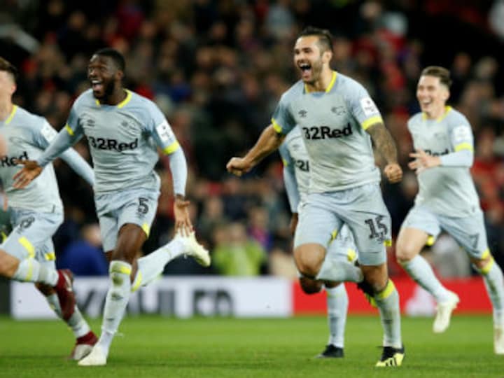 Carabao Cup: Frank Lampard's Derby County stun 10-man Manchester United on penalties; City cruise into last-16