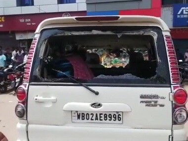 Dilip Ghosh's vehicle attacked in West Bengal. Twitter @ANI
