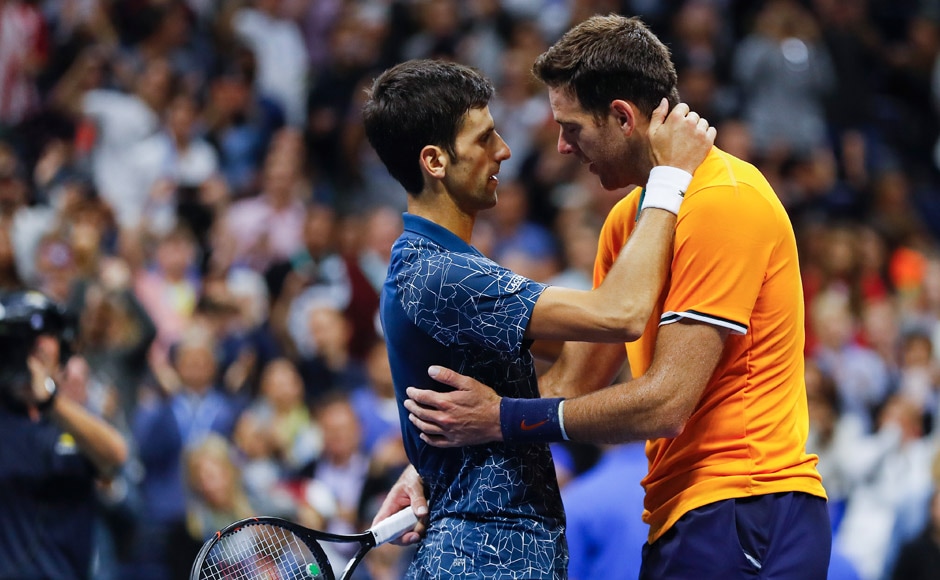 The game was finished off in the third set by Djokovic, as the Serbian cruised to a victory in straight sets to win his 14th Grand Slam and equal Pete Sampras' tally. AP The game was finished off in the third set by Djokovic, as the Serbian cruised to a victory in straight sets to win his 14th Grand Slam and equal Pete Sampras' tally. AP