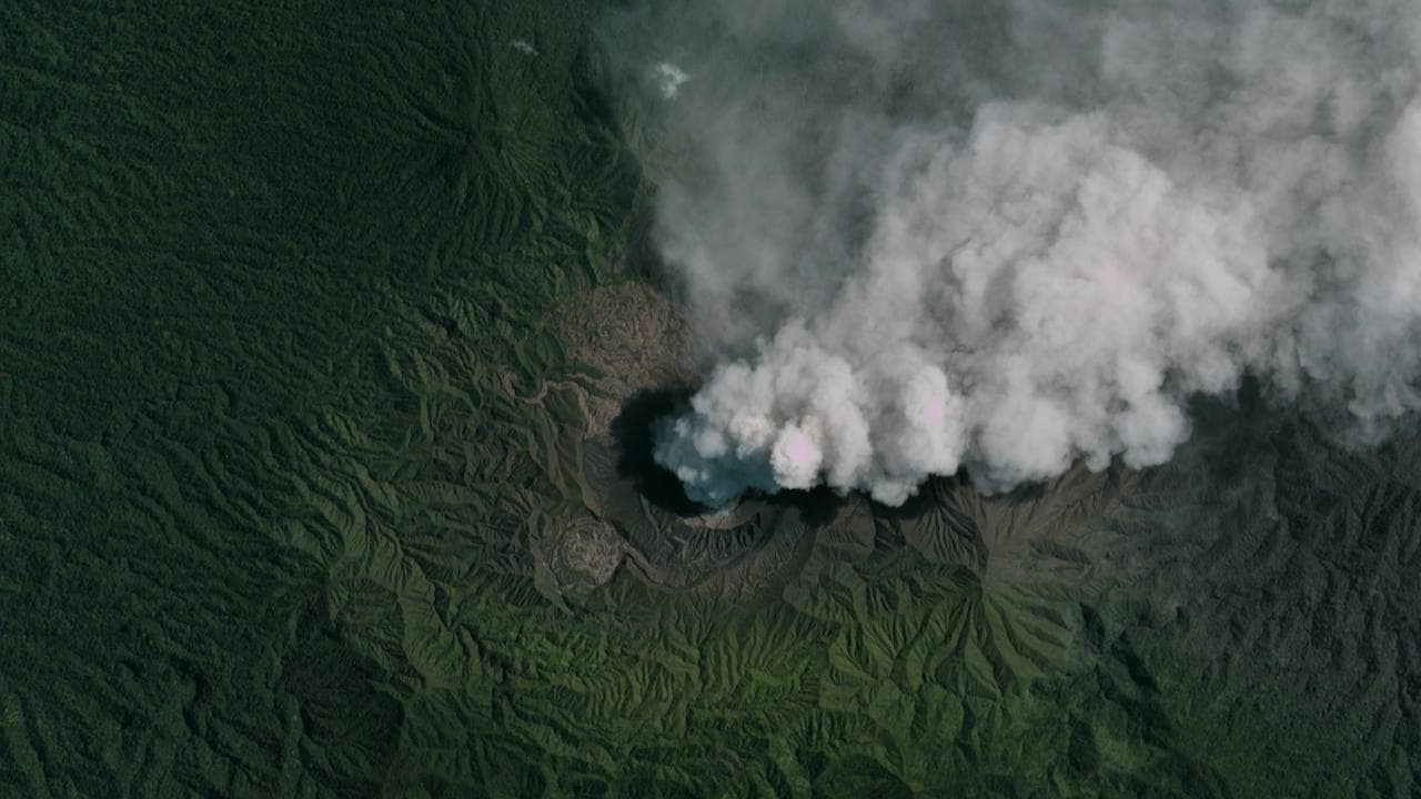 An image of Mount Dukono located in northern Indonesia captured by a Dove satellite. Since they orbit in 'flocks', it's possible to make daily or even hourly image updates of the earth's surface. Image courtesy: Wikimedia Commons