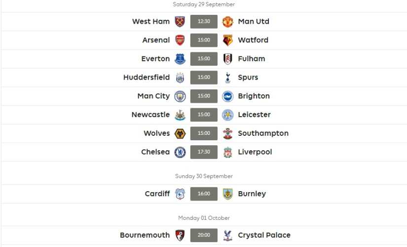 Gameweek 7 fixtures