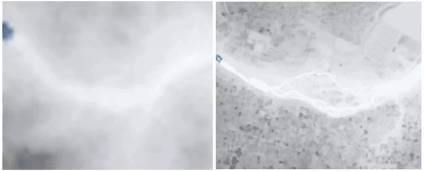 These images show simulations of a flooding river in Hyderabad with publicly-available data (left) and Google's models (right) – which has better resolution, accuracy and up-to-date data. Image courtesy: Google