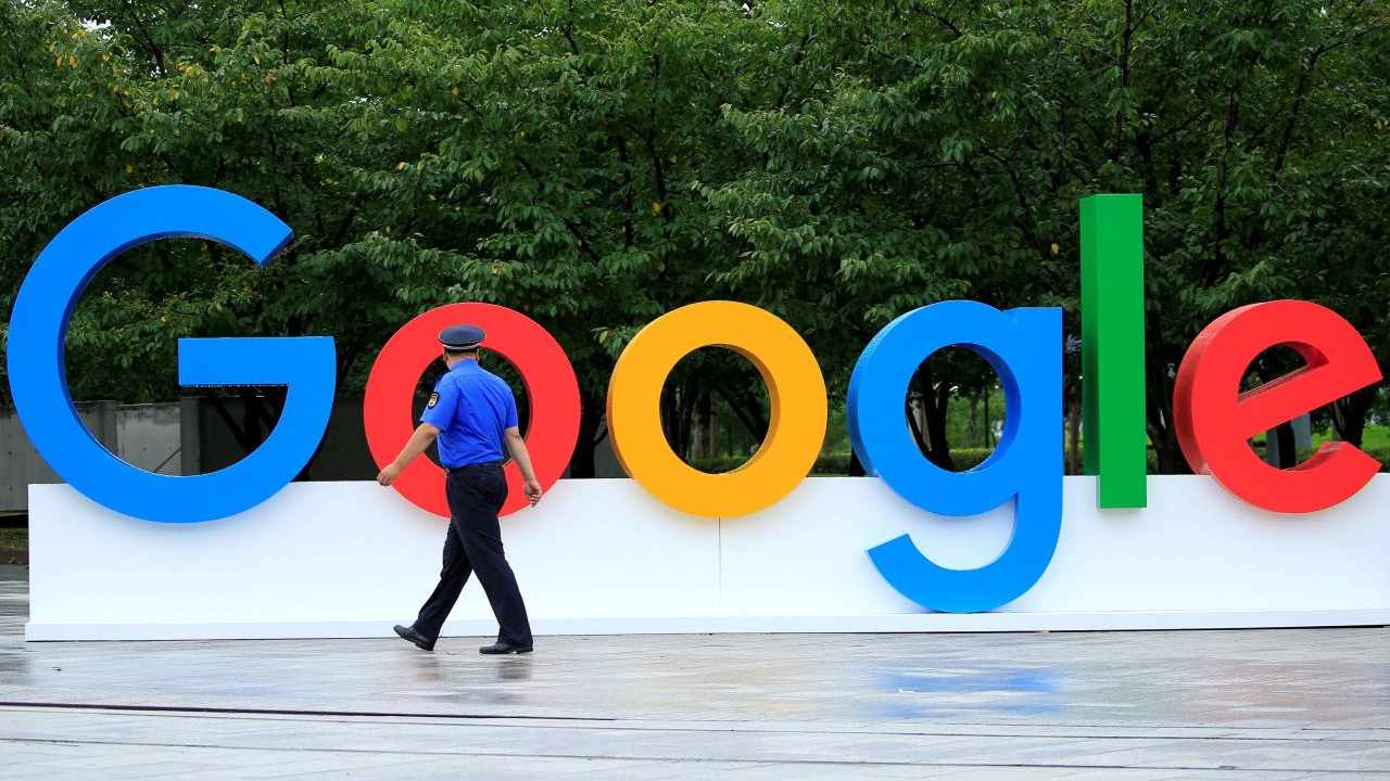 A Google sign is seen during the WAIC (World Artificial Intelligence Conference) in Shanghai, China. Image: Reuters
