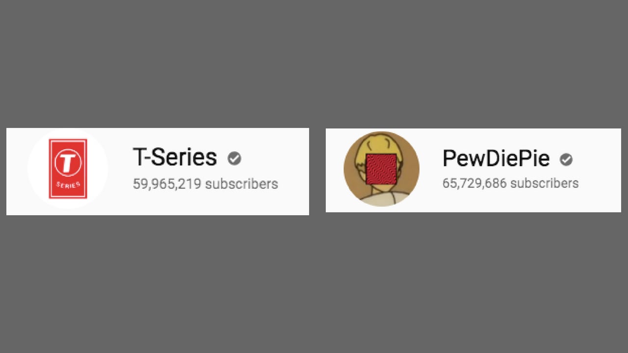 T-series and PewDiePie number of subscribers.