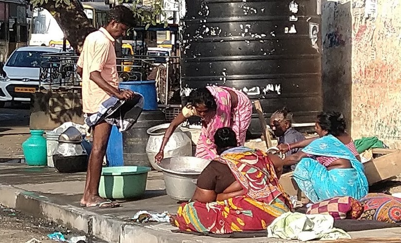 Washing clothes is a weekly project. The water that drains out after washing vegetables, and sometimes bathing, is stored in tubs to provide for washing clothes.