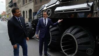 Colbert and DeGrasse drive a 'Mars Rover' around New York and talk science