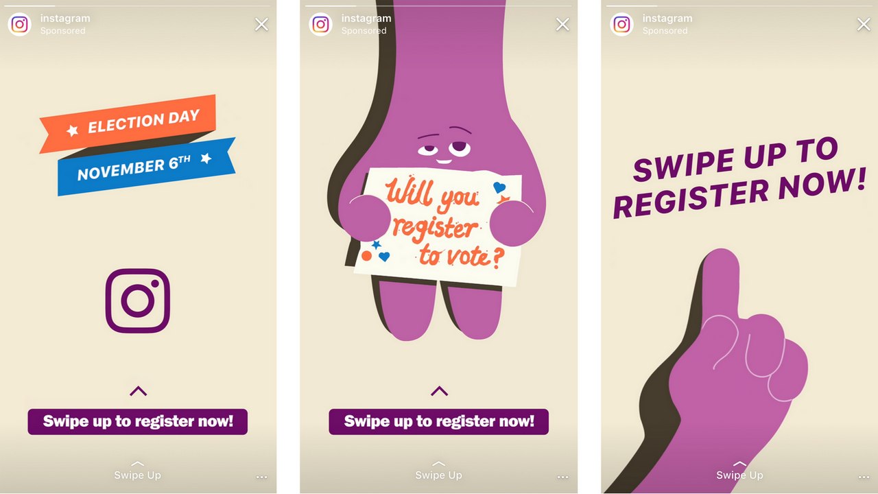 Instagram uses ads to help users register to vote for the US mid-terms elections Instagram uses ads to help users register to vote for the US mid-terms elections