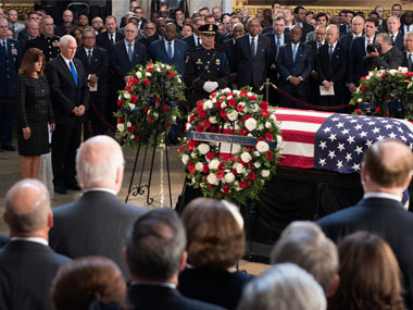 Barack Obama and George Bush - not Donald Trump - to give John McCain presidential farewell that will be historic Barack Obama and George Bush - not Donald Trump - to give John McCain presidential farewell that will be historic