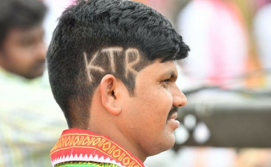 Telangana minister and KCR's son KT Rama Rao, popularly known as KTR was present in the rally. A KTR supporter showed off his admiration for the leader through his hairdo. Dinesh Akula/101Reporters" width="680" height="400" /> Telangana minister and KCR's son KT Rama Rao, popularly known as KTR was present in the rally. A KTR supporter showed off his admiration for the leader through his hairdo. Dinesh Akula/101Reporters