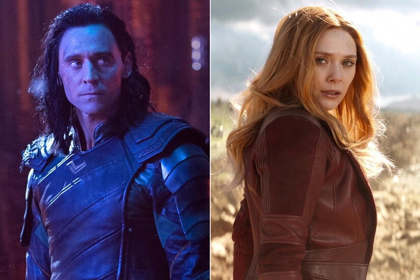 Tom Hiddleston as Loki, Elizabeth Olsen as Scarlet Witch in MCU. Image via Twitter