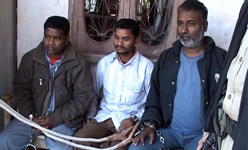 File image of Maoist functionaries Tingaraj Oram, Ashiqui Sawar and Aditya Bora (left to right)