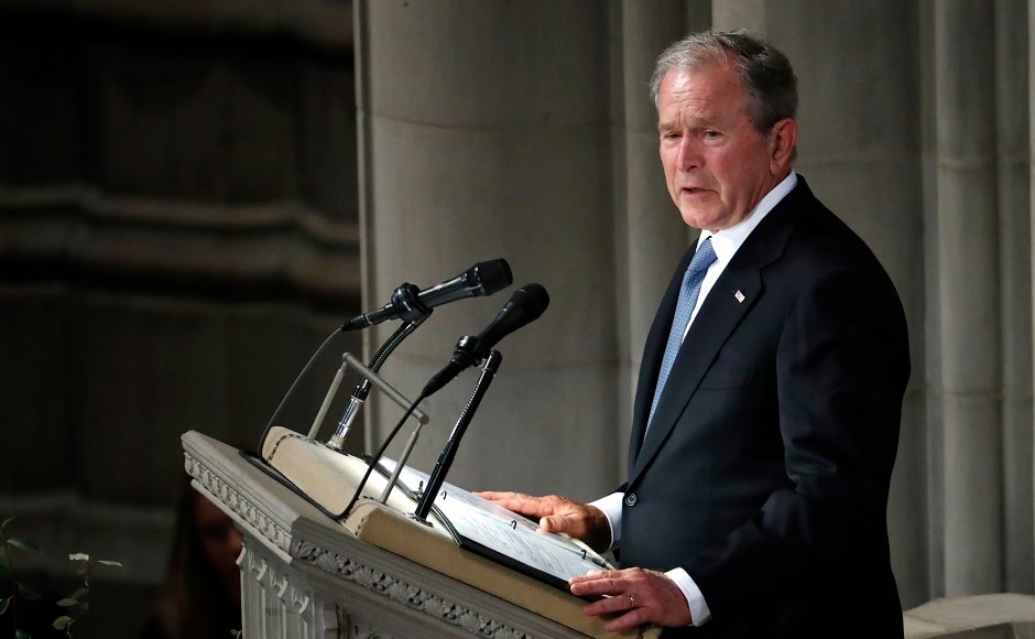 Former president George W Bush, in his eulogy, described McCain as a man with a code.He recalled a champion for the "forgotten people" at home and abroad whose legacy will serve as a reminder of the power of America. AP