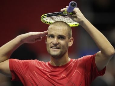 Mikhail Youzhny in action during the St Petersburg Open. AP Photo