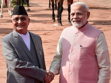 File image of Prime Minister Narendra Modi with his Nepalese counterpart KP Sharma Oli . PTI