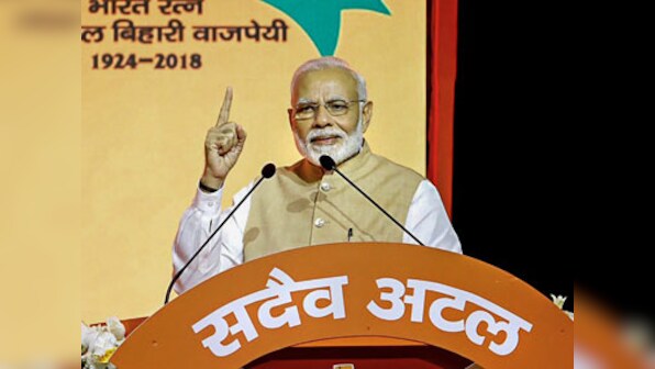 Ajeya Bharat, Atal BJP: Narendra Modi raises battle cry for 2019 with power packed slogans; directs fury against Congress