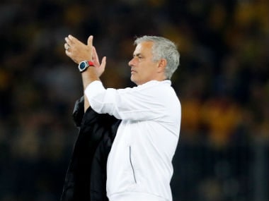 Manager Jose Mourinho applauds Manchester United fans after a match. Reuters