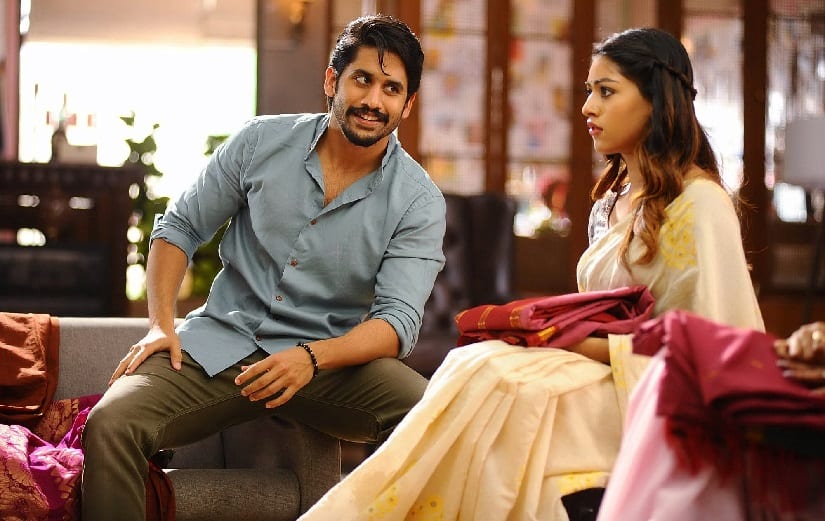 Naga Chaitanya and Anu Emmanuel in a still from Sailaja Reddy Alludu. Image via Twitter