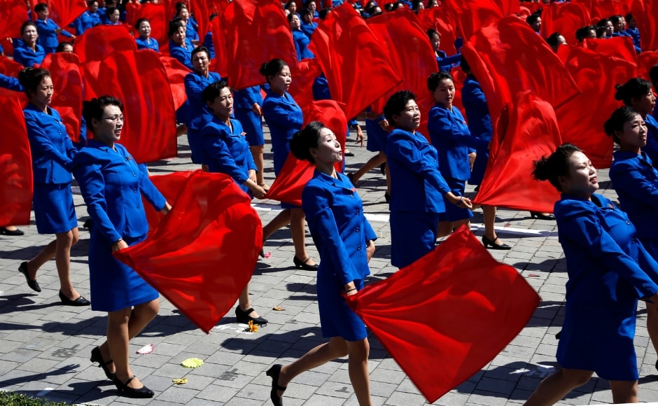 Performers take part in a parade for the 70th anniversary of North Korea's founding day. The nation also celebrated the revival of its iconic mass games after a five-year hiatus through huge rallies. AP Performers take part in a parade for the 70th anniversary of North Korea's founding day. The nation also celebrated the revival of its iconic mass games after a five-year hiatus through huge rallies. AP