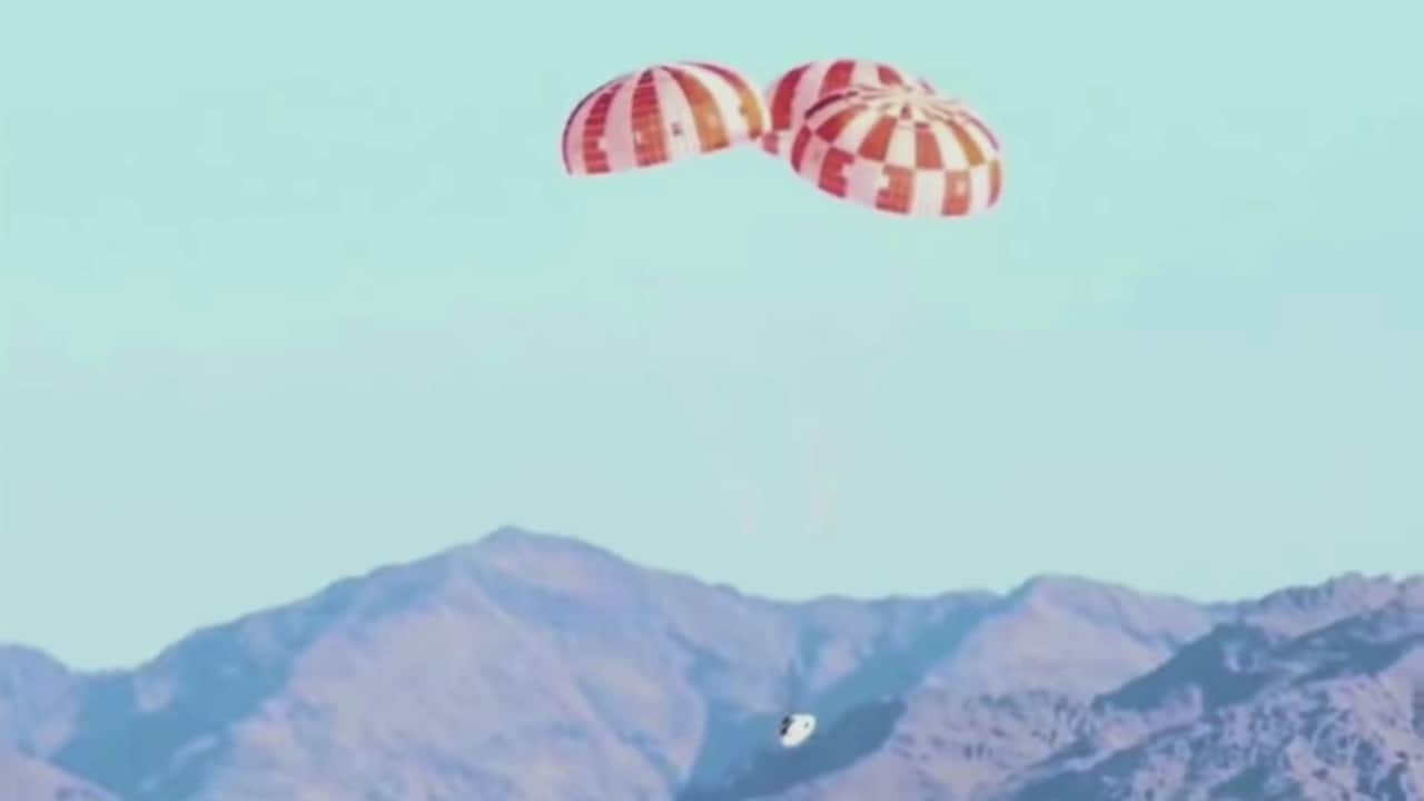 In NASA's final parachute test for Orion, a test capsule was dropped from an aircraft at an altitude of more than six miles to verify that the spacecraft’s complex parachute system provides a safe landing on Earth. Image courtesy: NASA