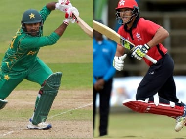 Pakistan captain Sarfraz Ahmed and Hong Kong captain Anshuman Rath. 