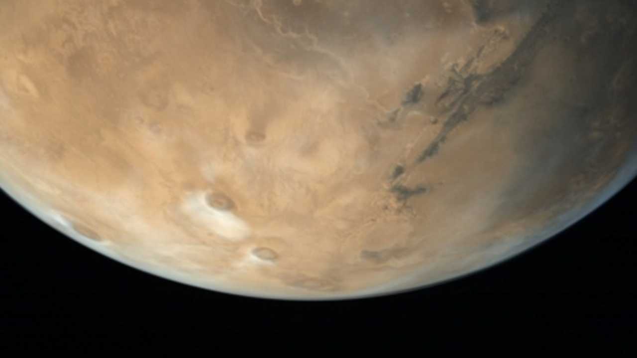 Partial disc of Mars captured by Mangalyaan's onboard camera. Image courtesy: ISRO